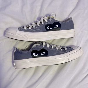 Comme de Garçons CDG x Converse Grey Low Tops with Black Hearts